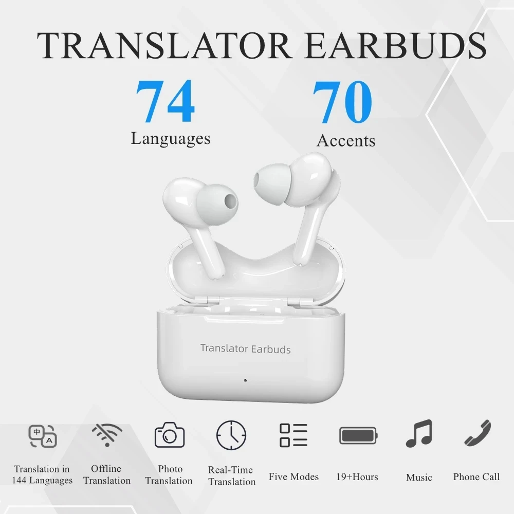 M6 Language Translator Earbuds Support Online 71 Languages Offline 8 Languages Real Time Translation Bluetooth Earphone Headsets