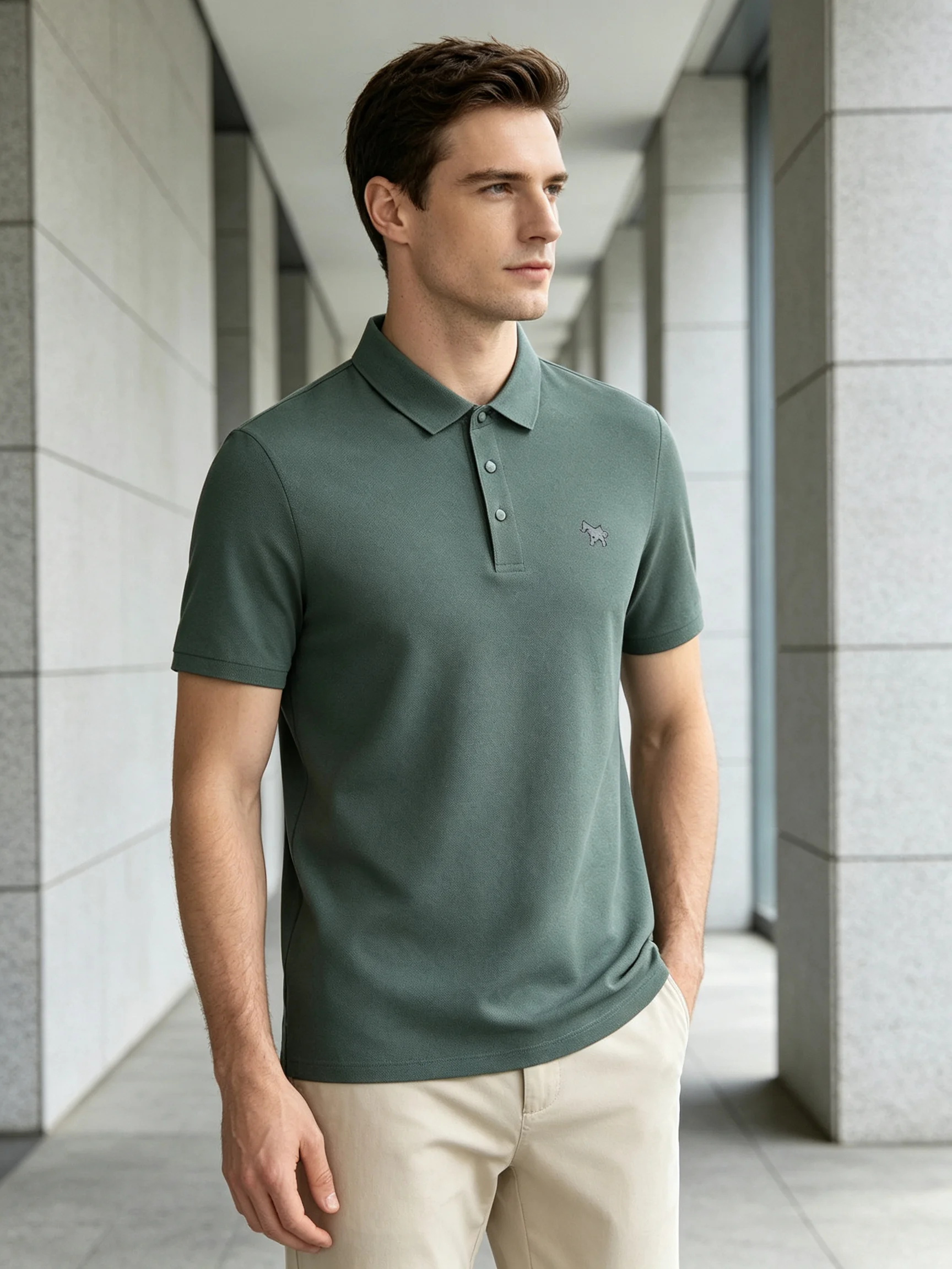 Traceless Lyocell custom polo shirt men's summer short sleeved T-shirt