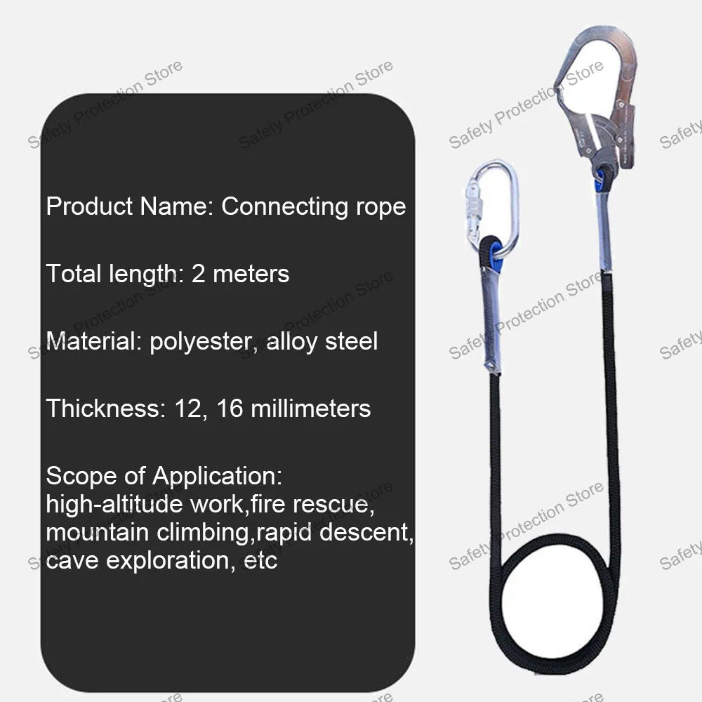 High Altitude Work Safety Belt Rope Hook Electrician Protective Safety Harness Rope Wear Resistant Anti Fall Buffer Safety Rope