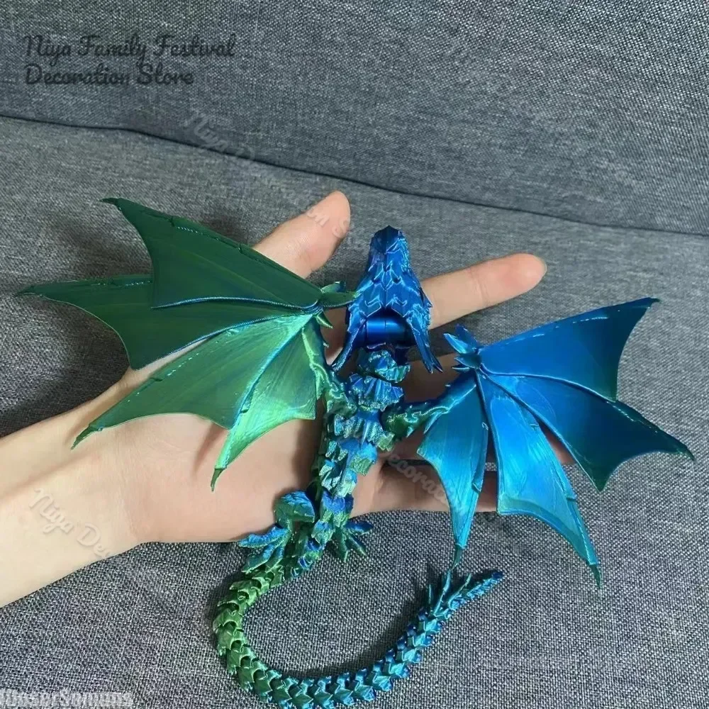 

3D printing flying dragon joint movable model, Chinese Loong creative collection aquarium decoration, home decoration Gothic