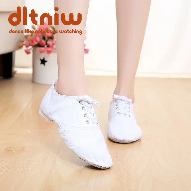 Zapatos Mujer 2024 Men Dance Shoe For Women Ayakkabi Dance Shoe Flats Designer Soft Lace Up Canvas Jazz Dancing Shoes