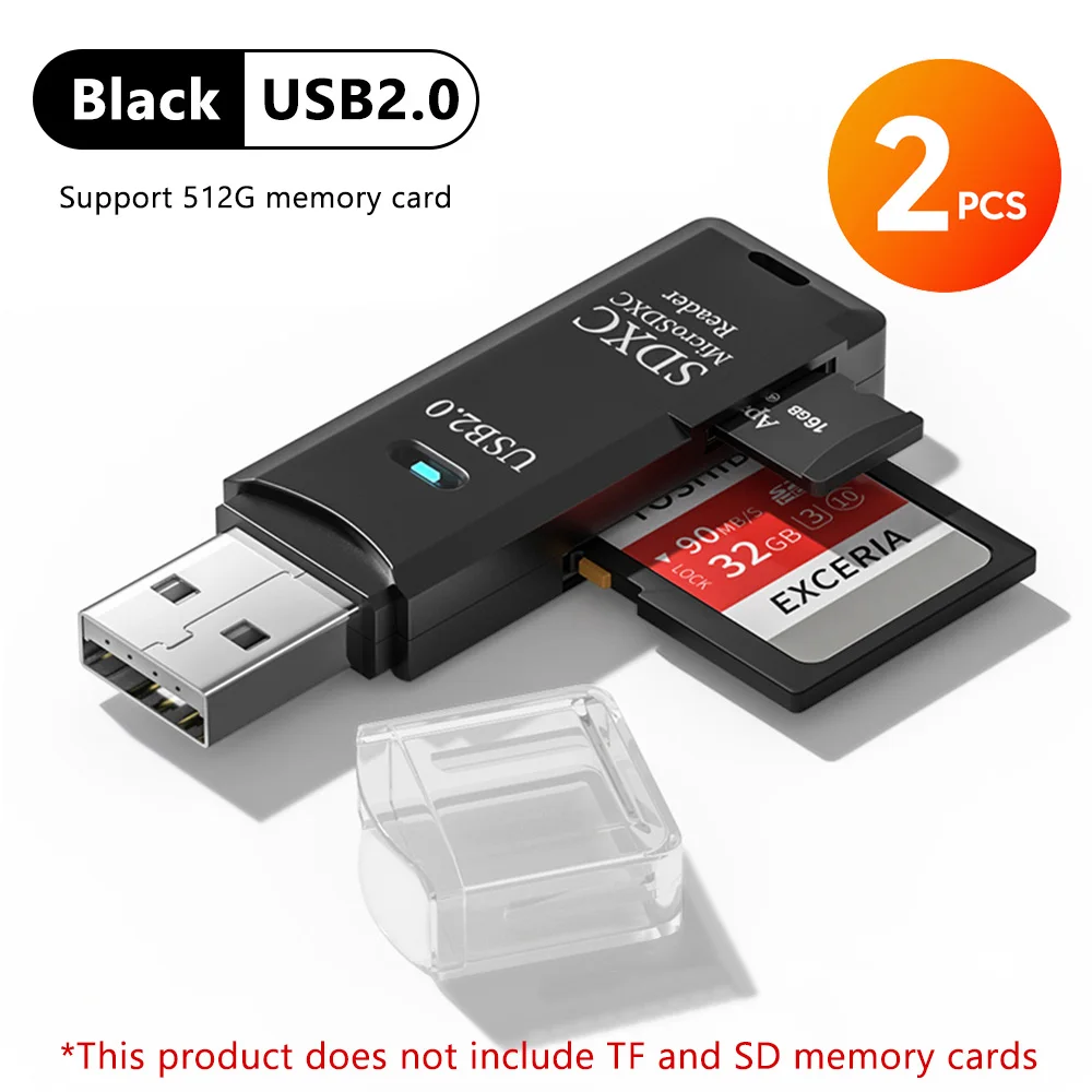 2-in-1 USB3.0/2.0 Kaartlezer USB3.0 Naar SD TF Geheugenkaartlezer USB Flash Drive Kaartlezer Adapter Voor PC Laptops Accessoires