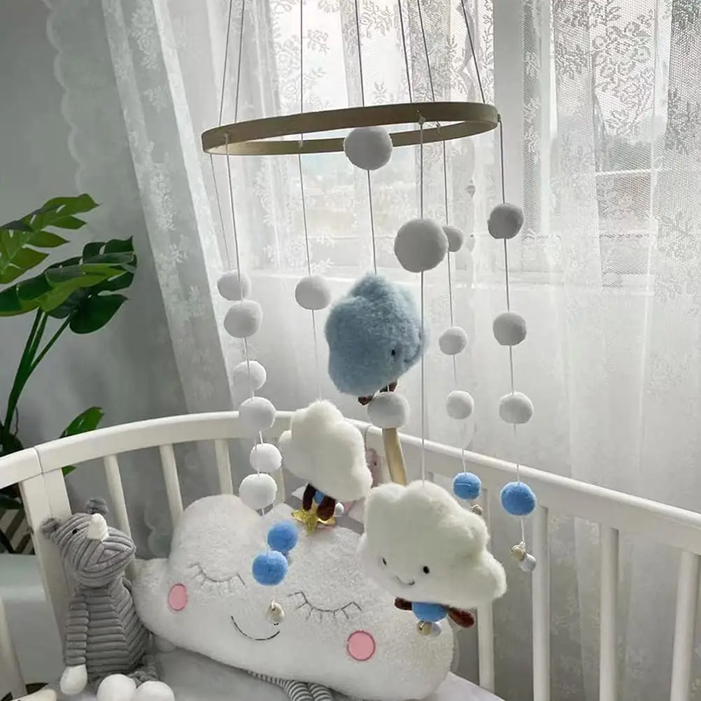 

Wind Chime Hanging Bed Decoration for Children's Room, Felt Ball Mobile - Cloud Ceiling Mobile for Cot and Nursery