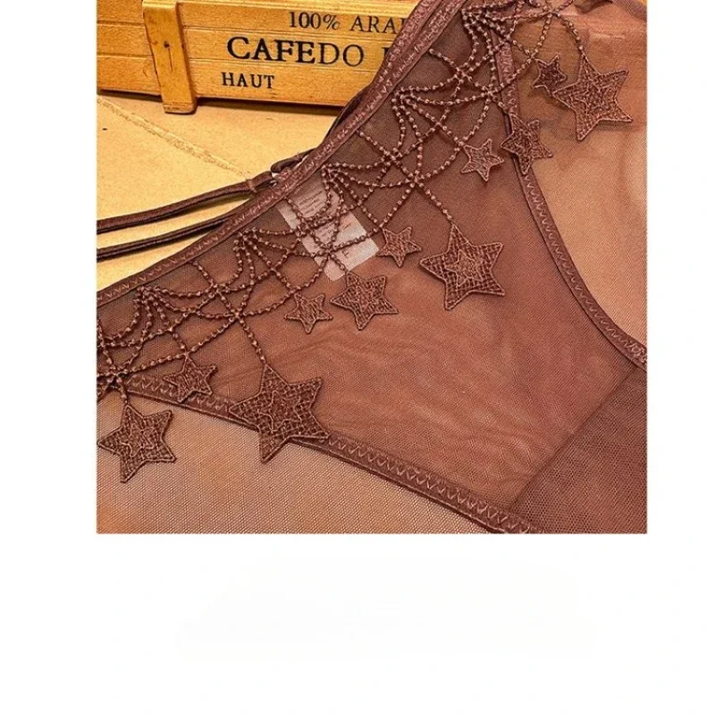 French Sexy Lace Court Embroidery Hot Waist Thin Belt Fashion Nightclub Style Hollowed Out Women's Panties Breathable Quick-dry