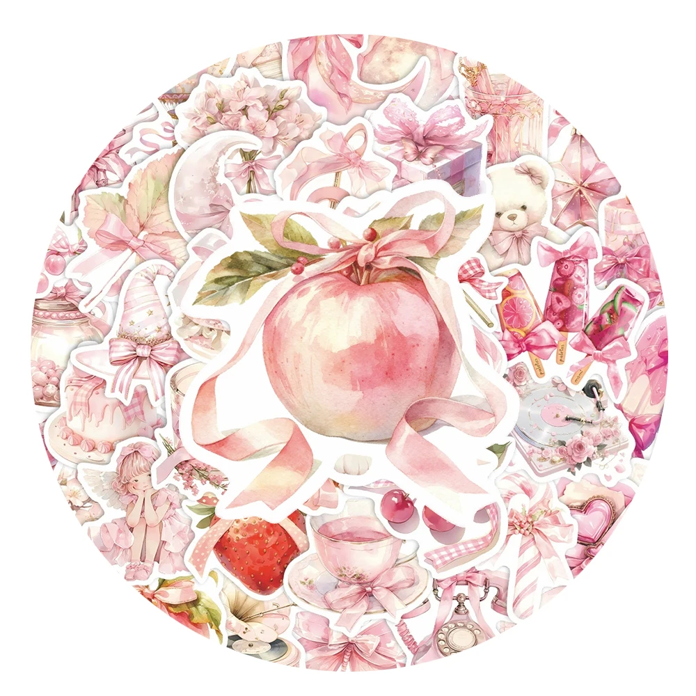 

10/30/50pcs Pink Fairy Tale Bow Aesthetic Stickers Cute Girls Decals Decoration Suitcase Phone Water Bottle Sticker Decoration
