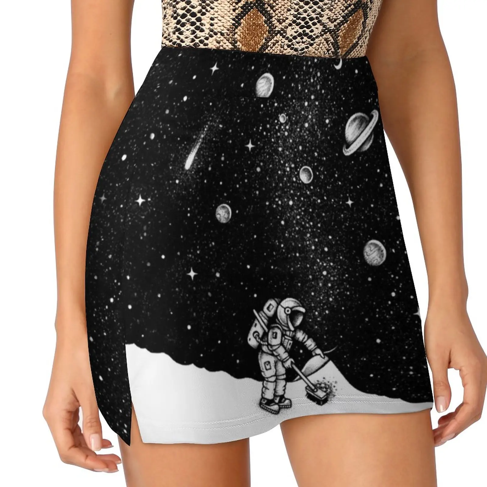 Cosmic Dust Skirts Woman Fashion 2022 Pant Skirt Mini Skirts Office Short Skirt Astronaut Space Stars Planets Cosmic Dust