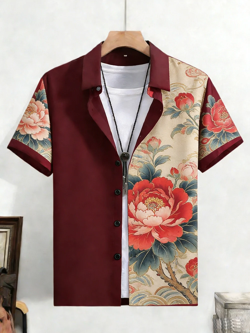 2026 Men's Spring New Short-Sleeved Shirt Plant Flowers HD 3D Printed Shirt Hawaiian Beach Party Clothes Men's Quick Drying 5XL