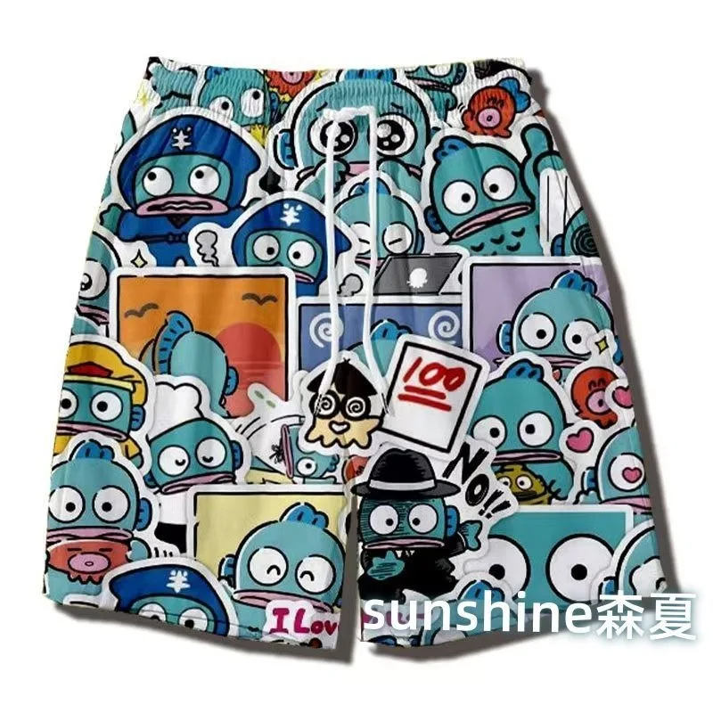 Zomer Hangyodon Anime Kawaii Casual Korte Broek Leuke Cartoon Y2k Mode Strand Broek Kleding Mooie Cadeaus voor Meisjes Jongens