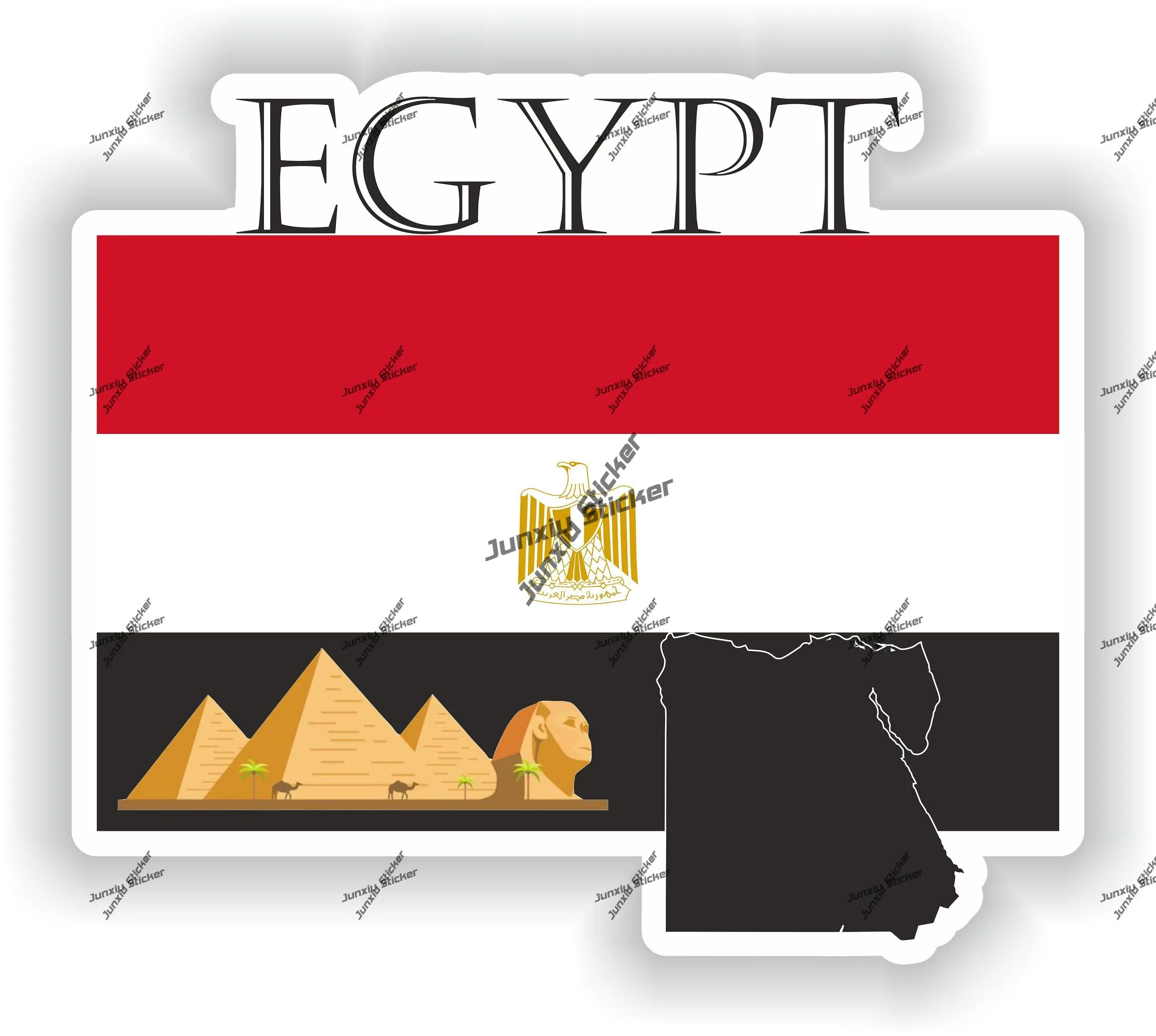 

Egypt Sticker Coat of Arms of Egyptian Flag with Graphical Outline Waterproof Decal Decor for SUV Window Car Bike The Whole Body