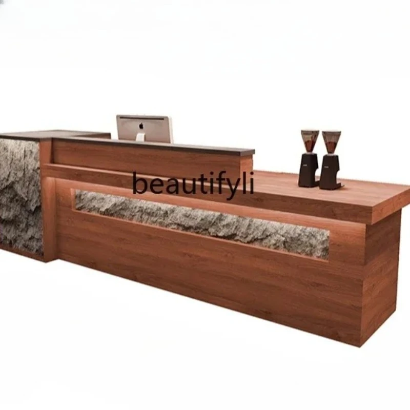 

Стойка ресепшн в индустриальном стиле для кафе, бара, отеля, чайной, в стиле китайского хостела, цвет дерева