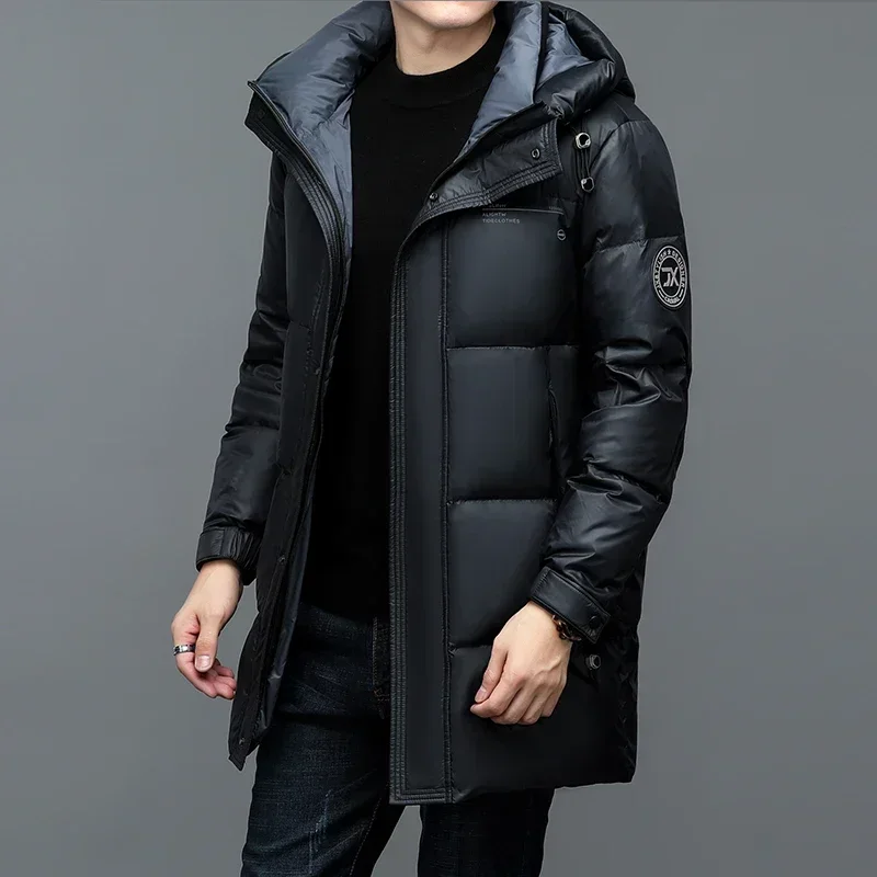 YEAE Hooded Men's Winter Down Jacket Designer Clothes Men Luxury Duck Down Men's Lightweight Padding Padded Jacket Long Coat