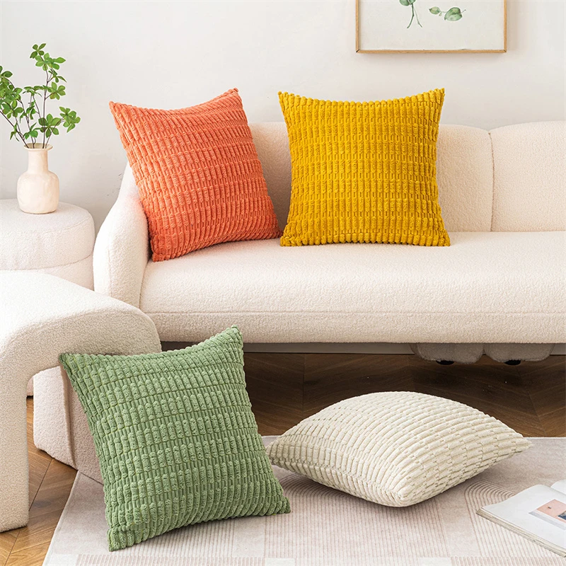 45x45cm Corduroy Throw Pillow Covers Boho Fluffy Super Soft Plush Cushion Covers For Couch Sofa Bed Home Outdoor