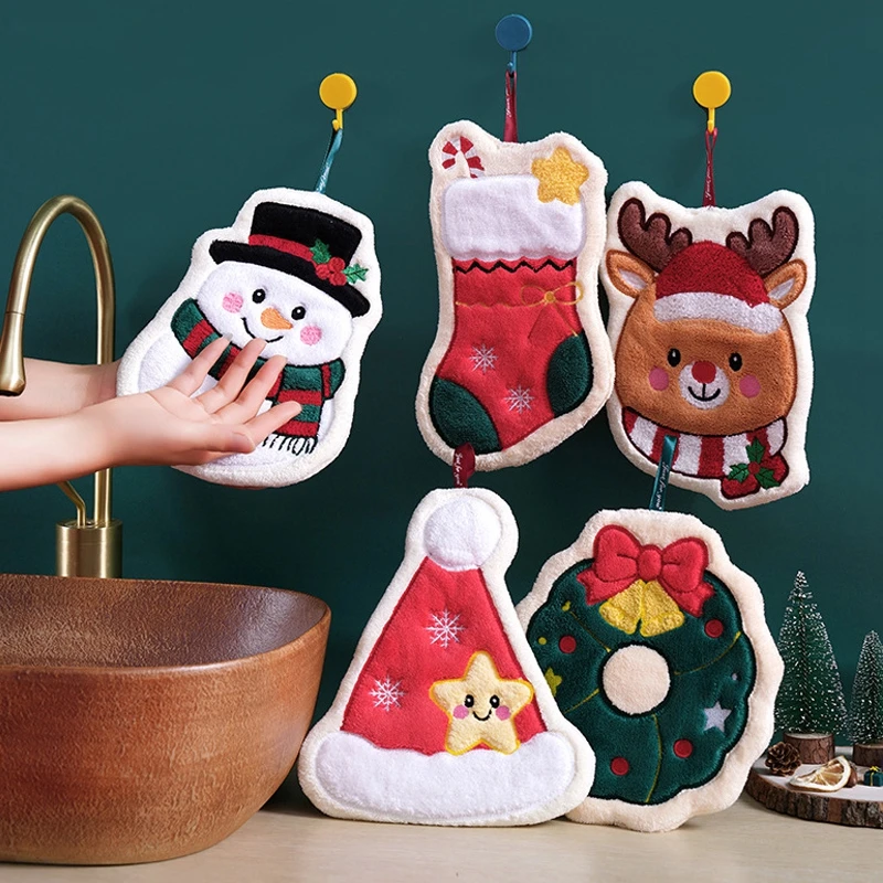 Christmas Santa Claus Hand Towels for Kitchen