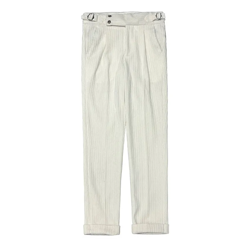 Men's Premium Chenille Trousers Spring Autumn Fashion Trendy Naples High Waist Slim Fit Tapered Pants Commute Business Office