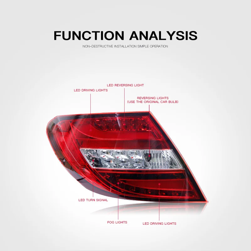 For BENZ W204 2007-2010 Car Accessories Animation LED Trailer Lights Tail Lamp Rear DRL Signal Automotive Plug And Play