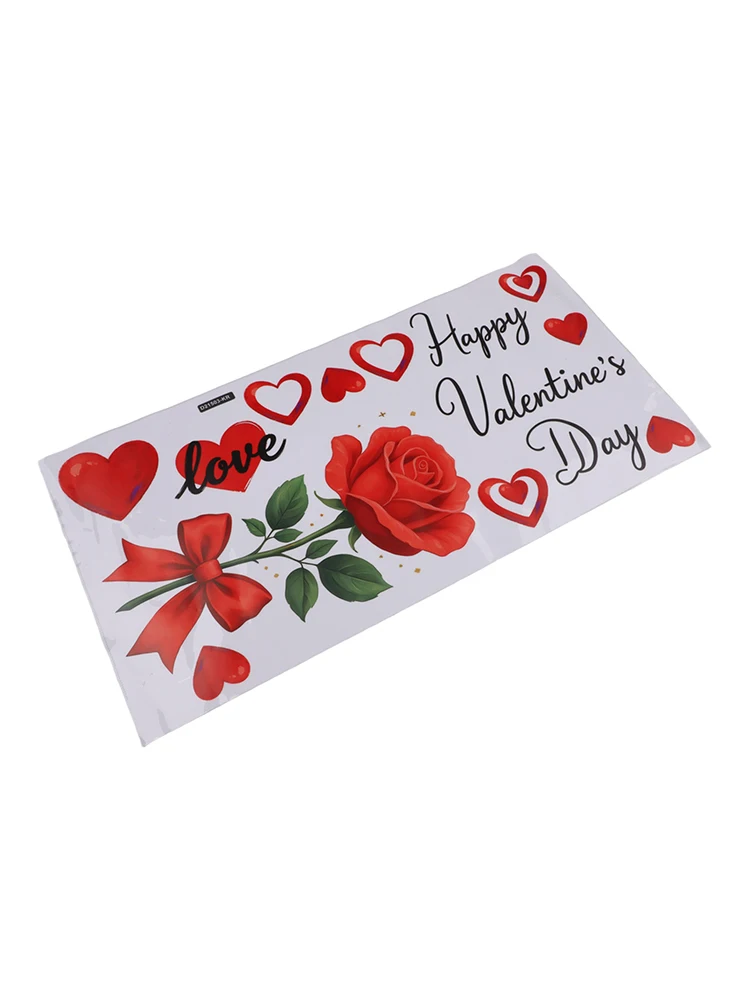 Heart Window Valentine Stickers For Valentine's Day Static Cling Technology Double-sided Print Flower Heart Pattern