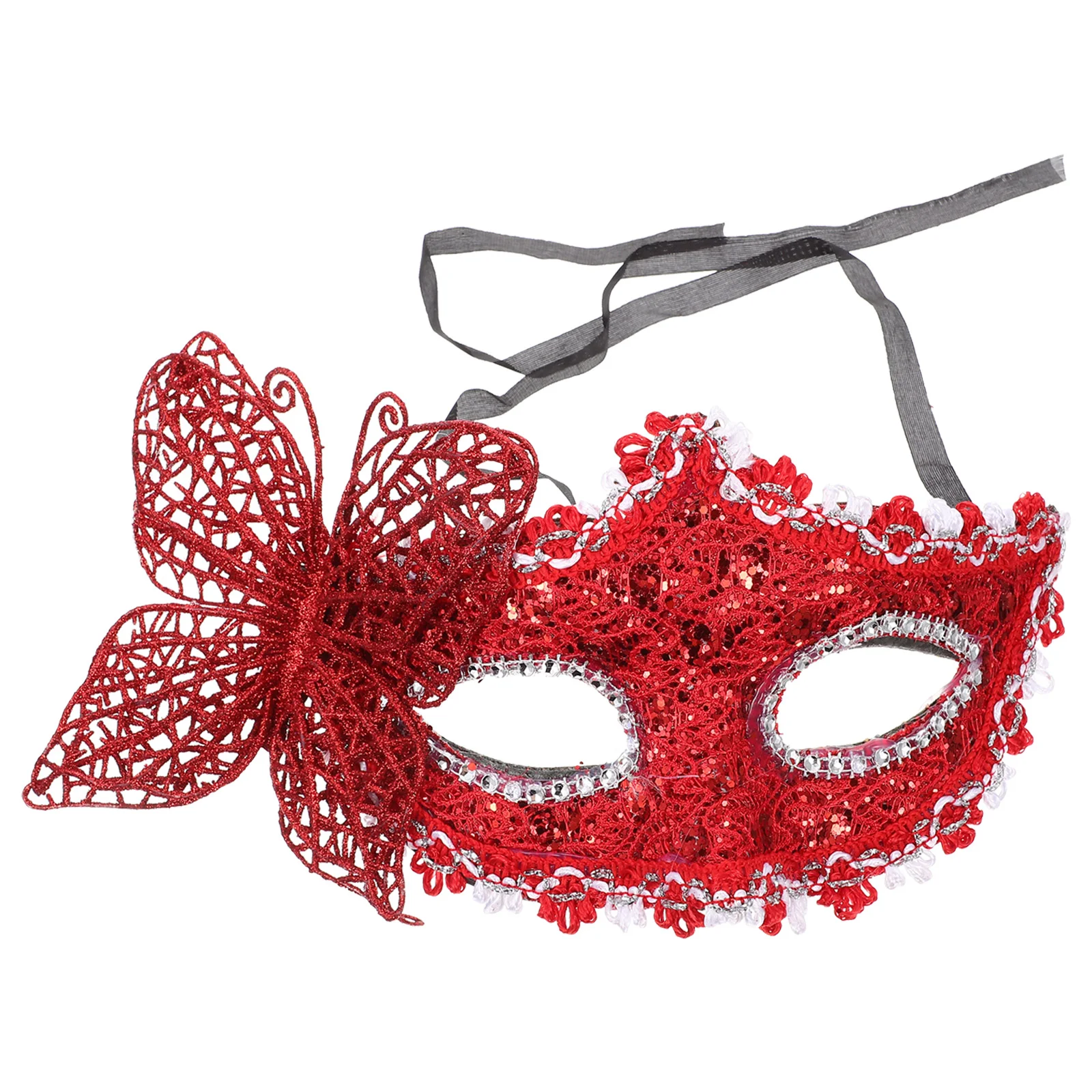 

Butterfly Half Face Masquerade Masks for Women Red Mardi Gras Party Decorations Cosplay Evening Mask Black Ribbon Band Suitable