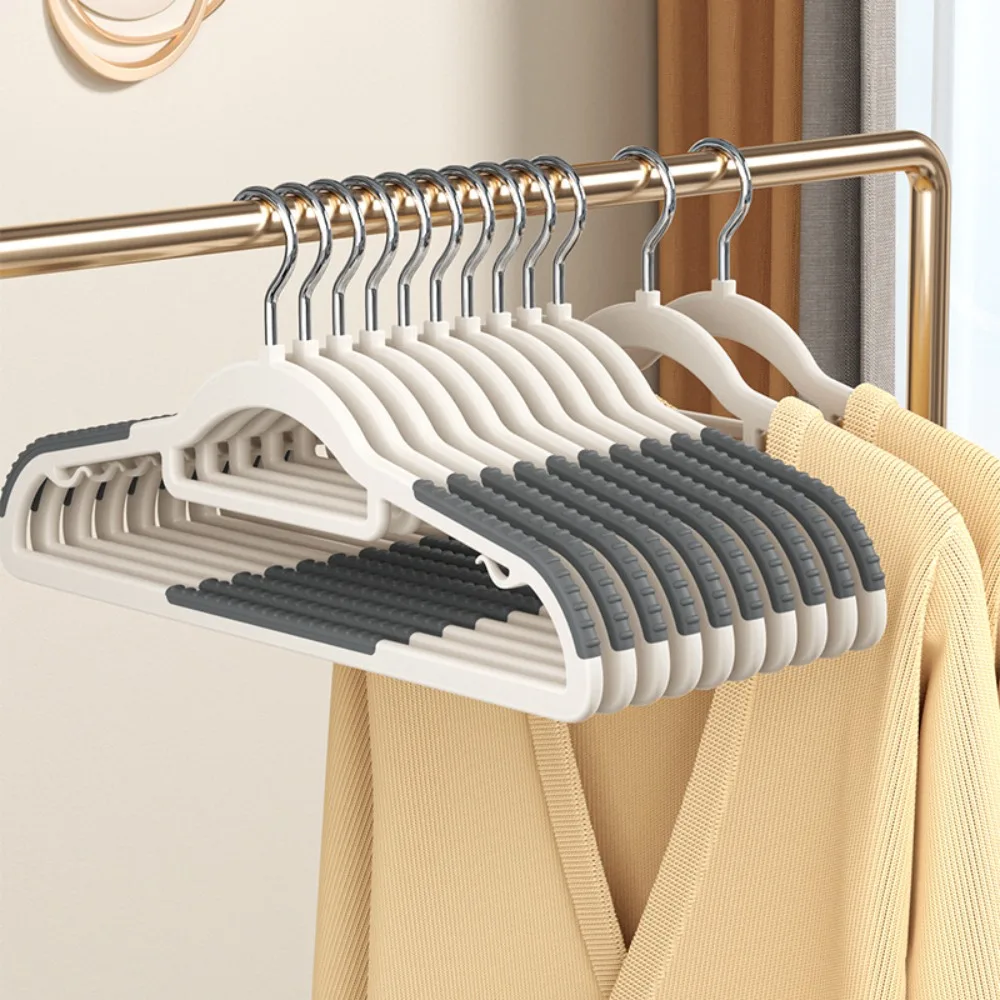 10pcs Home seamless wide shoulder clothes hanger, anti slip and anti bulging bag, thickened for both dry and wet use