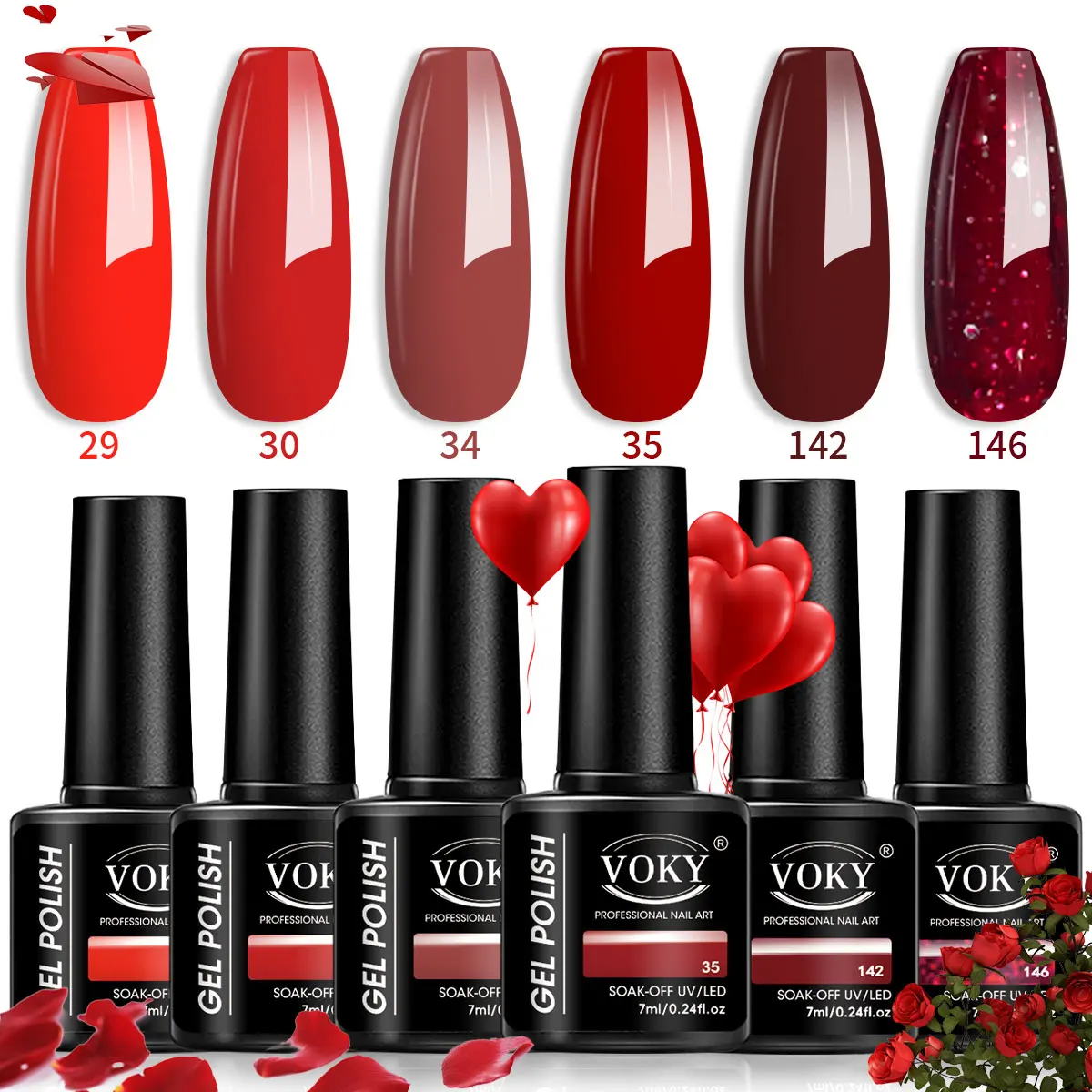 

VOKY 6pcs Red Gel Nails Set, which can be removed by soaking, is the perfect choice for women. It offers salon-level nail art.