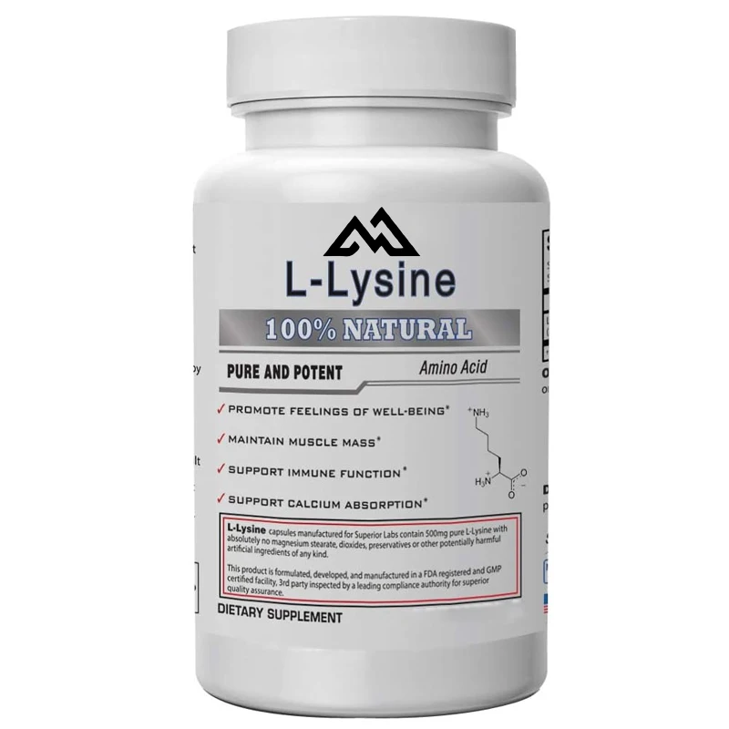 L-lysine -500mg pure active L-lysine -60 vegetable capsules - calcium absorption - immune system and respiratory health support