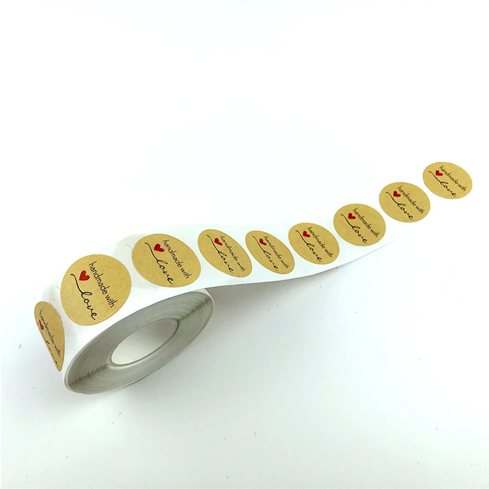 500pcs 1 Roll Letter DIY Sticker Kraft Paper Gift Decals Party Sticker Decor (1 Roll, Stickers)