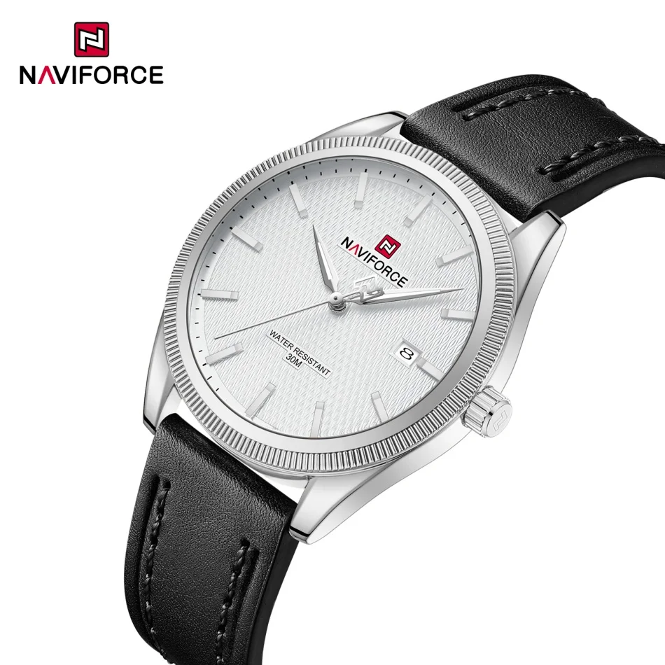 New NAVIFORCE Men's Fashion Quartz 30m Water Watch with Standard Leather Strap Resistance Luminous Pointer Display Boys Clocks