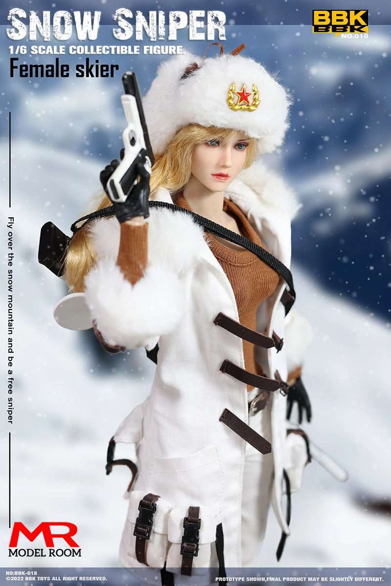 BBK BBK018 1/6 Snow Sniper Action Figure Model 12'' Female Soldier Action Figure Body Doll Full Set Collectible Toy