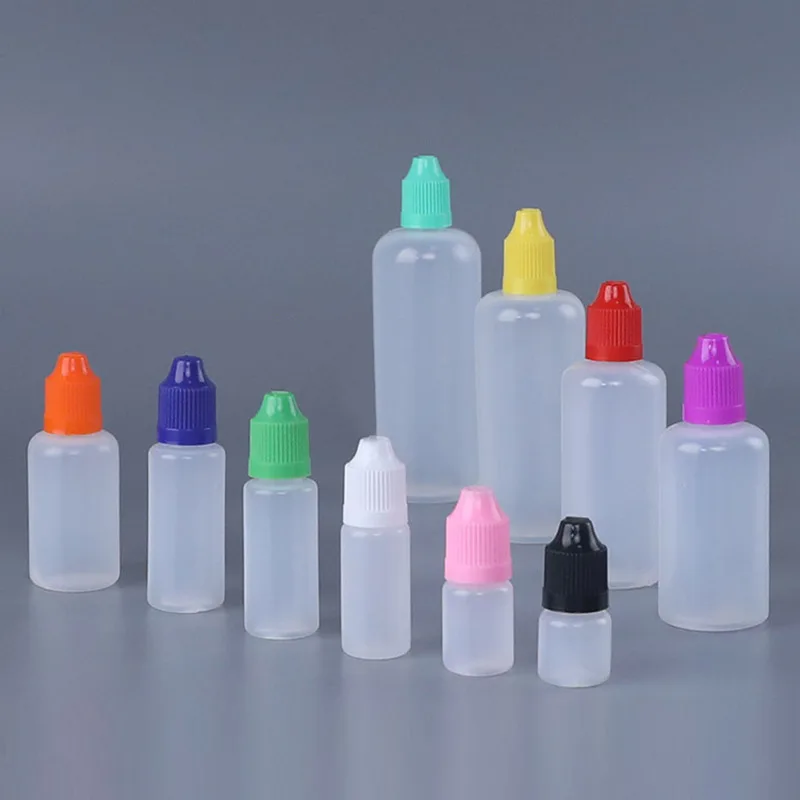 5Pcs 3ml -120ml  LDPE Empty Plastic Squeezable Dropper Bottles E Juice Refillable Eye Oil Liquid Drop Containers Free Funnel