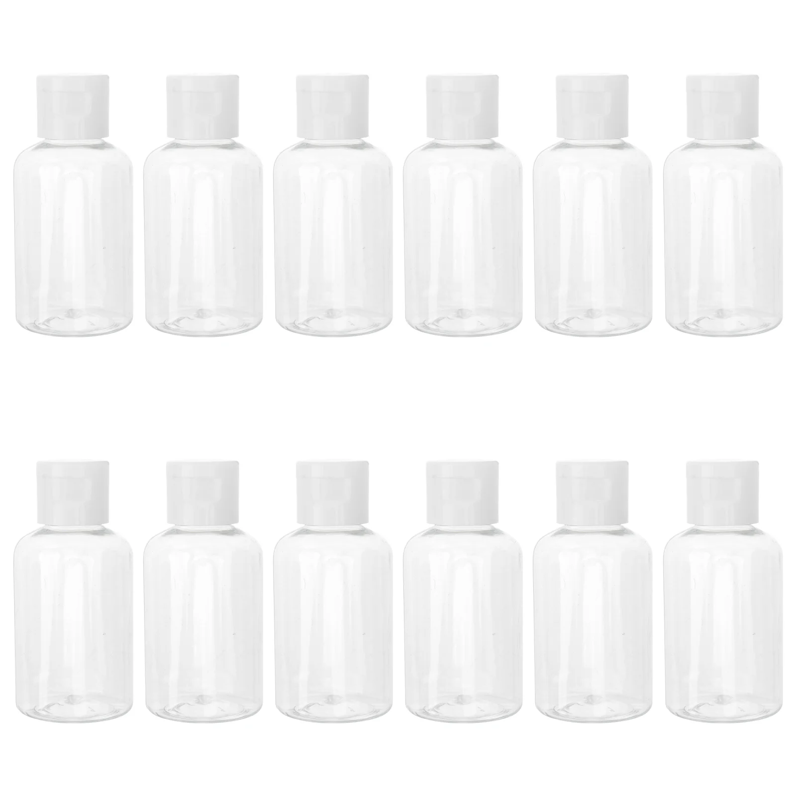 

12Pcs 50ml Empty Plastic Sample Bottle Container Jar Pot Vial with Lid Perfect for Emollient Water Shower Gel Emulsion (Caps for