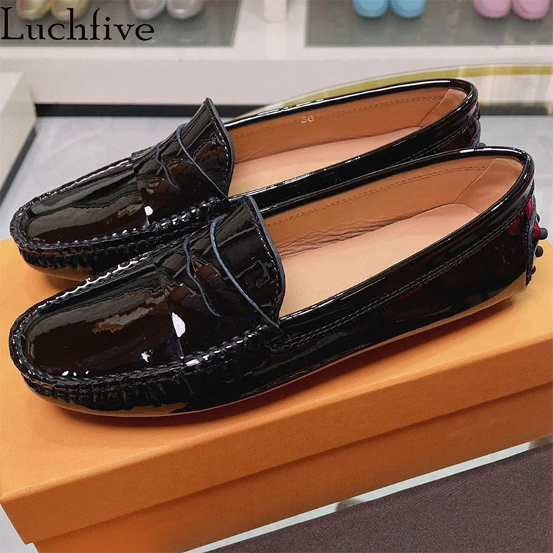 Summer Hot Doudou Shoes Women\'s Loafers Flat Shoes Casual Slip-on Walk Shoes Runway Formal Business Genuine Leather Shoes Woman