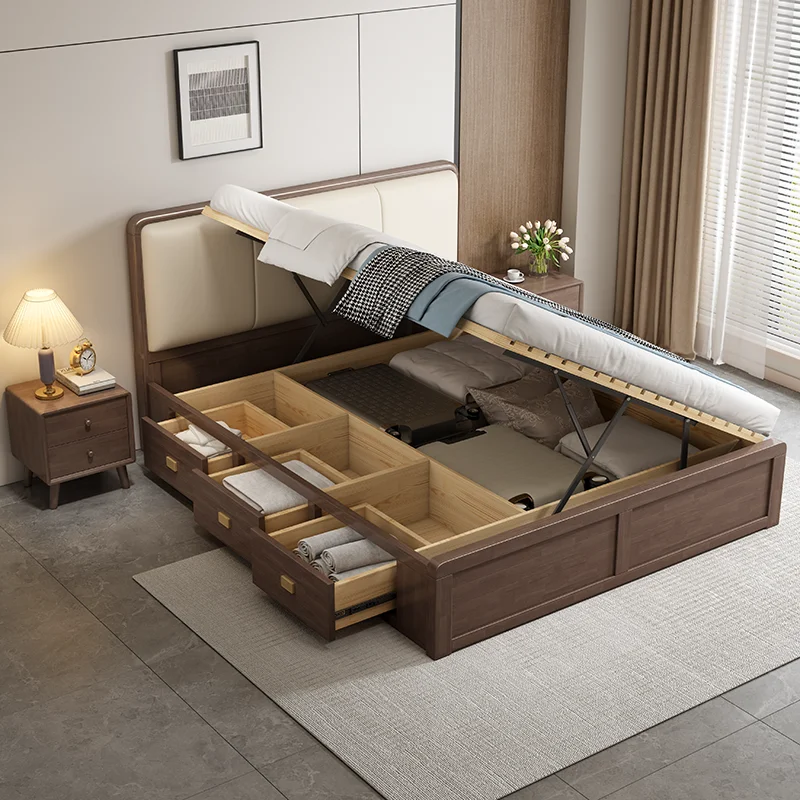 Couples Mattresses Double Bed Frame Adults Luxury Wooden Double Bed Loft Queen Letto Matrimoniale Furniture Home