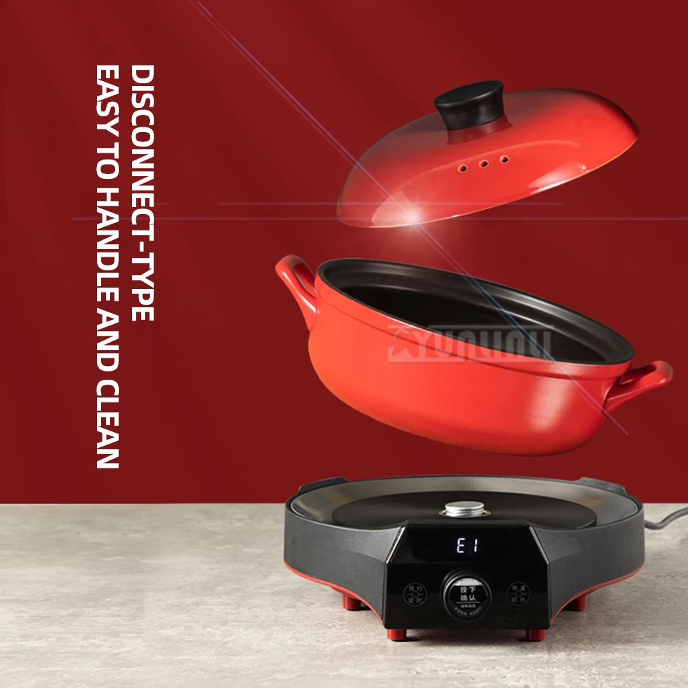 وعاء تسخين كهربائي سيراميك متعدد الوظائف منزلي ، آلة طهي ، نوع منقسم 5 لتر ، وعاء طين حساء