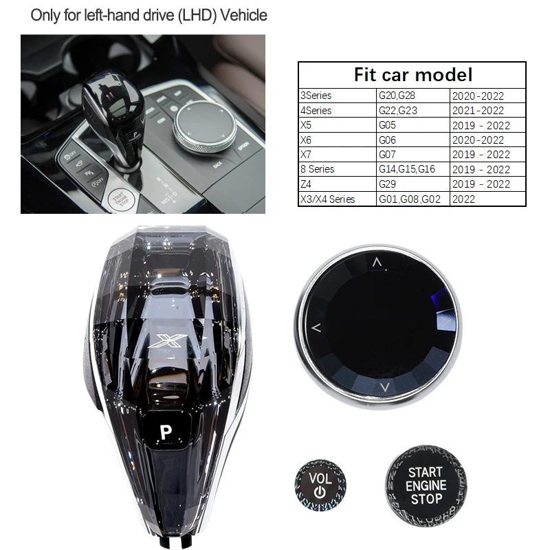 4-delige set Crystal Pookknop Hendel Voor BMW 3-serie X3 X4 X5 X6 F44 G20 G05 G06 G01 G02 G08 Automatische Crystal Gear Handvat