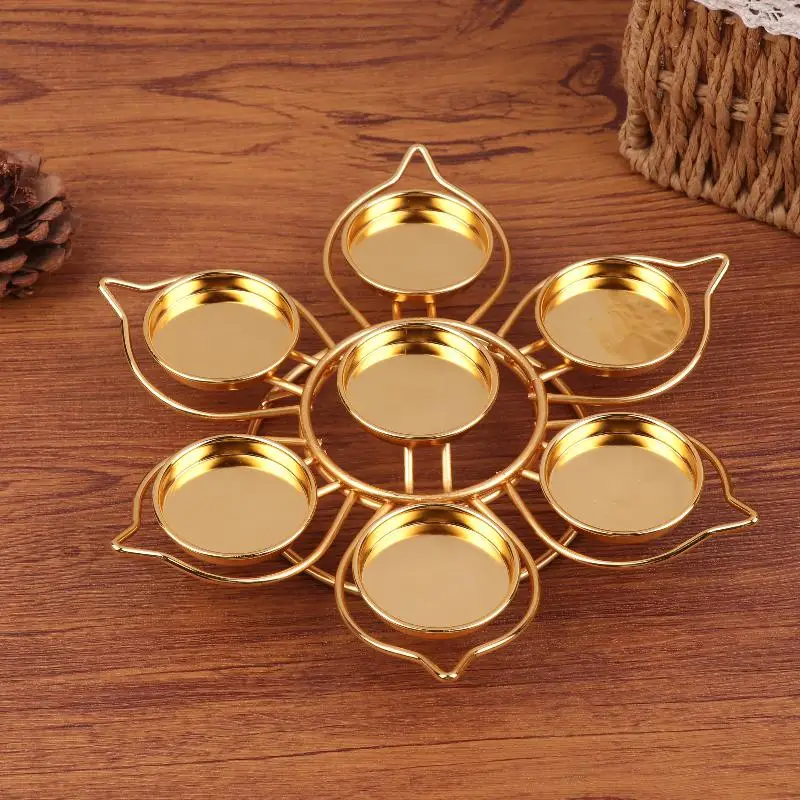 حامل شموع شاي Jiuxing Plum Blossom - حامل شموع معدني على سطح الطاولة، لتصميم اللوتس، 9 رؤوس، مناسب لجميع المناسبات