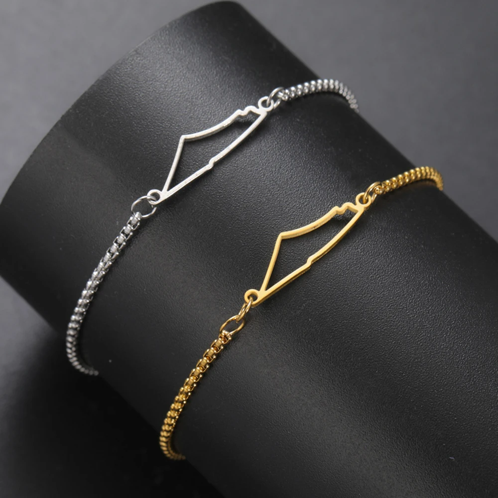 My Shape Bracelets à Breloques en Acier Inoxydable avec Carte d'Israël, Pendentif Amissié, Bijoux de Géographie de Pays, Cadeaux