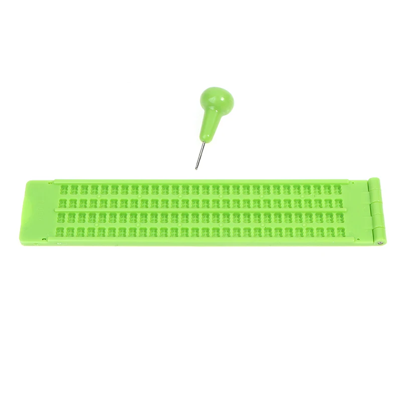 Imagem -03 - Plástico Braille Escrita Ardósia Portátil Cuidados Visão Prático com Stylus Escola de Aprendizagem Ferramenta Verde Acessório 1pc