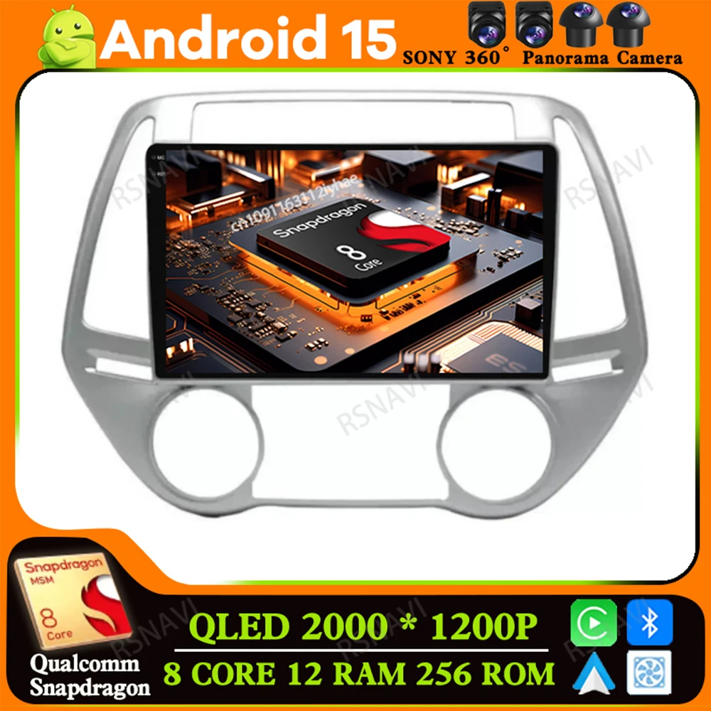 

Android 15 for Hyundai I20 2008 - 2012 Car Radio Autoradio Stereo Multimedia Navigation 4G LTE Head Unit Qualcomm GPS 5G WIFI BT