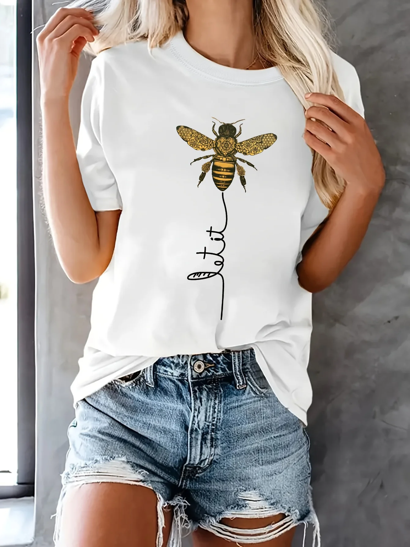 

Bee Printed T shirt Men Women Cotton T shirt Fashion Oversized Graphic T Shirt Men Women's Harajuku Casual T-shirt Male Tops