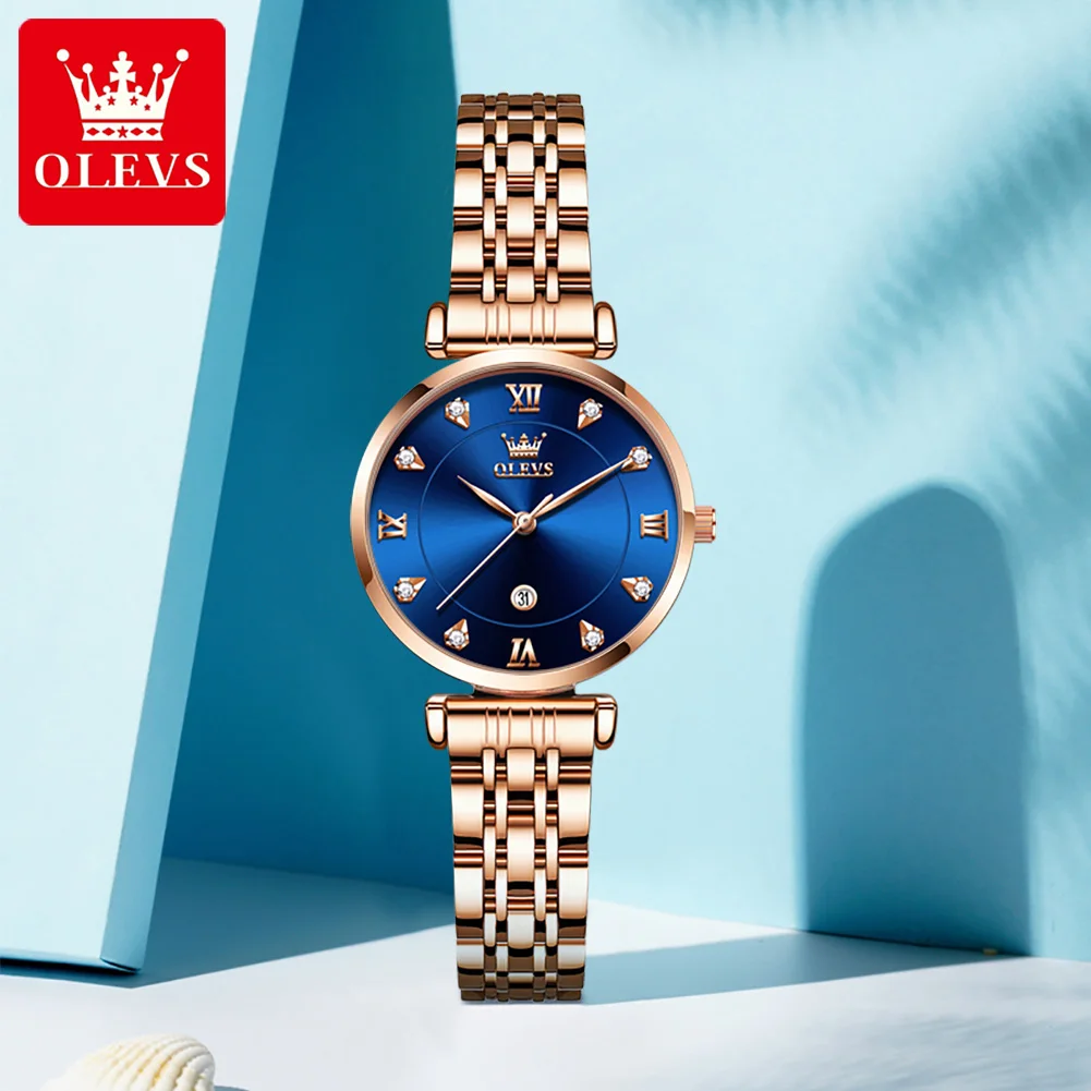 OLEVS 5866 Fashion Original Women\'s Watches Calendar Rose Diamond inlay Quartz watch Simplicity Versatile Brand Lady Wristwatch