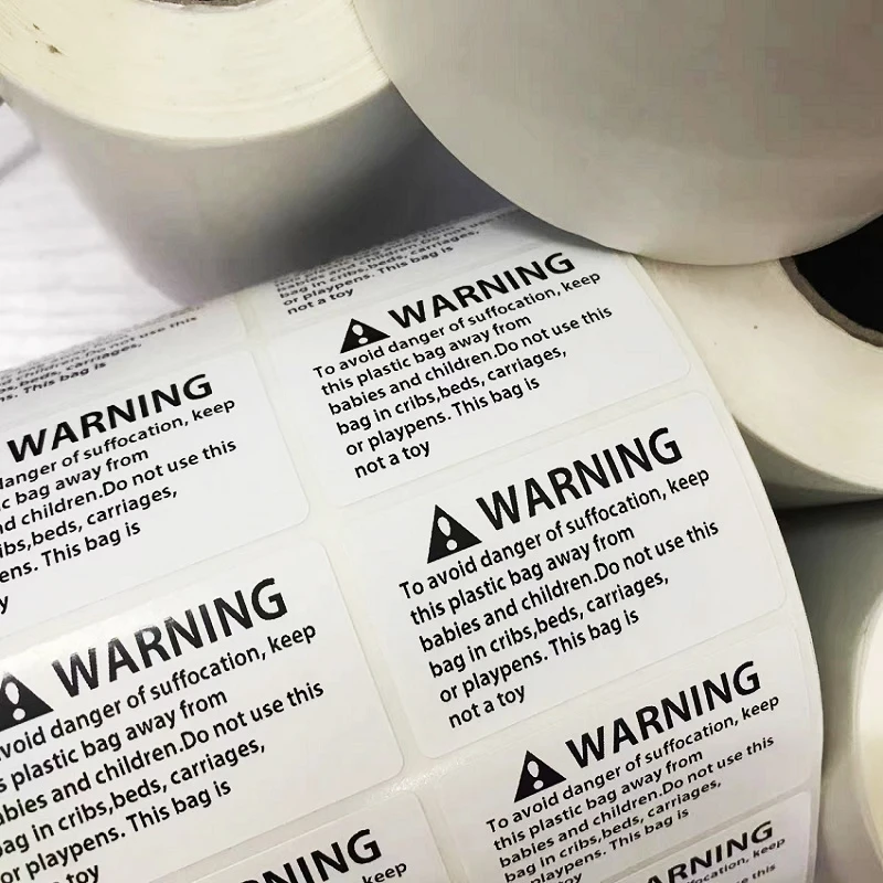 Choking Warning Stickers Toys Plastic Packaging Bag Warning Label 30x20mm 1 Roll 1000pcs