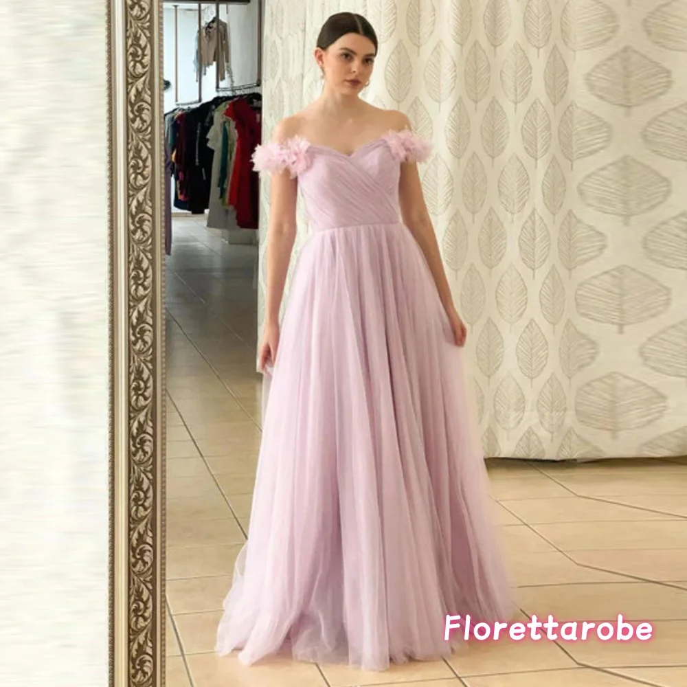 

Индивидуальные розовые вечерние платья из тюля с открытыми плечами, длинное трапециевидное платье Robe Be Soirée, вечернее платье для выпускного вечера