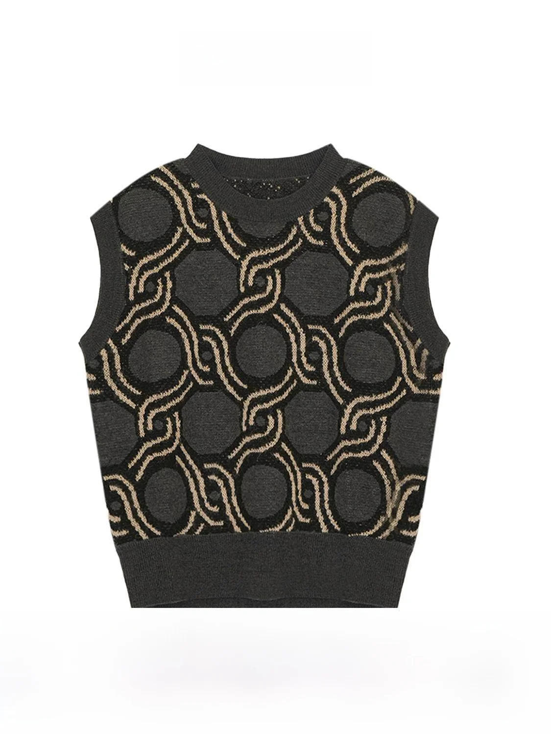 

Geometric Poem round Ne Knitted Sweater V-Ne Woolen Vest Women's Commute Sle Faion Outerwear Spring Season Regular Fit