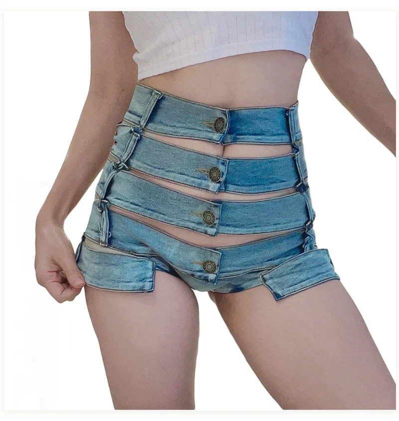 Phụ Nữ Cao Cấp Gợi Bãi Biển Mini Ngắn Quần Jean Chiến Lợi Phẩm Cắt Bikini Quần Short Denim Nóng Vestidos Gợi Cảm Câu Lạc Bộ Đảng Thun Đáy quần Short