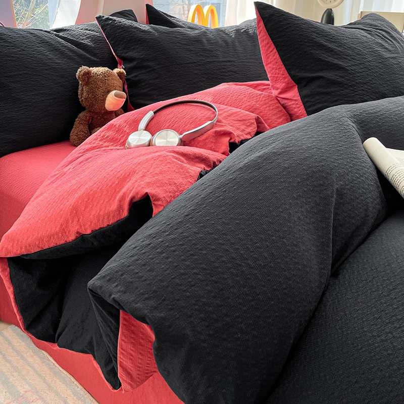 Puff Yarn Duvet Cover Solid Color Comforter Cover for Adults Single/Queen/King Size Comfortable Quilt Cover housse de couette