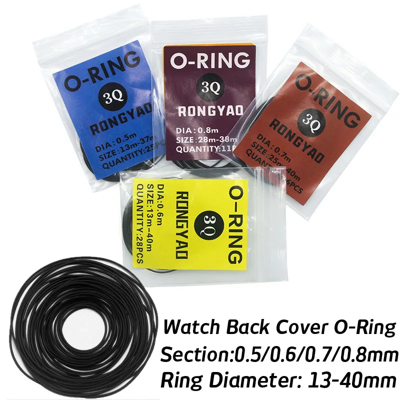 Watch Gasket 0.5mm 0.6mm 0.7mm 0.8mm O-Ring Waterproof Rubber Gasket For Watch Back Cover Case Watchmaker Repair Tools