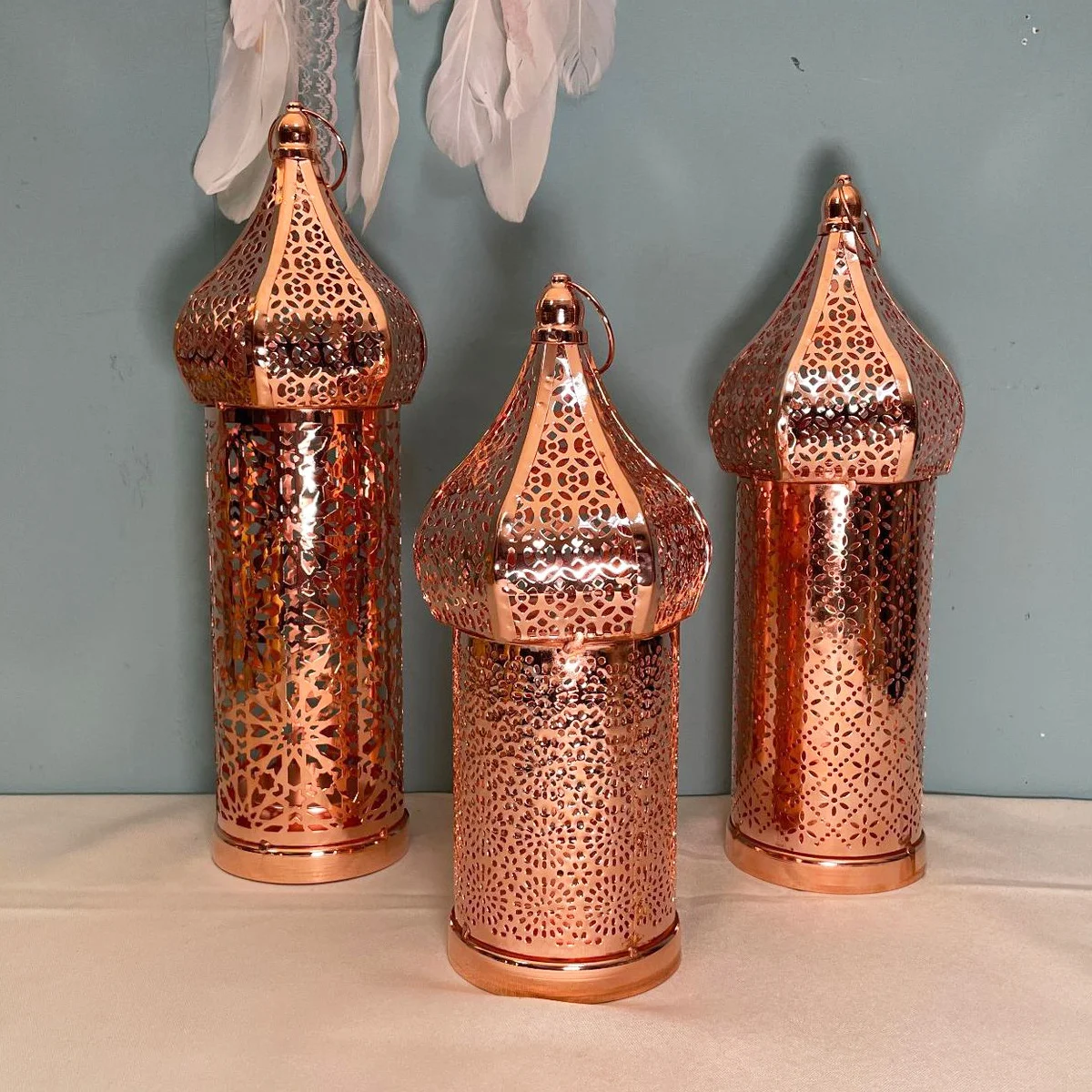 Moroccan Golden Hollow Carved Iron Lantern String Light With Lantern Charm Decorative Led Lantern Large Gold Moroccan Lanterns