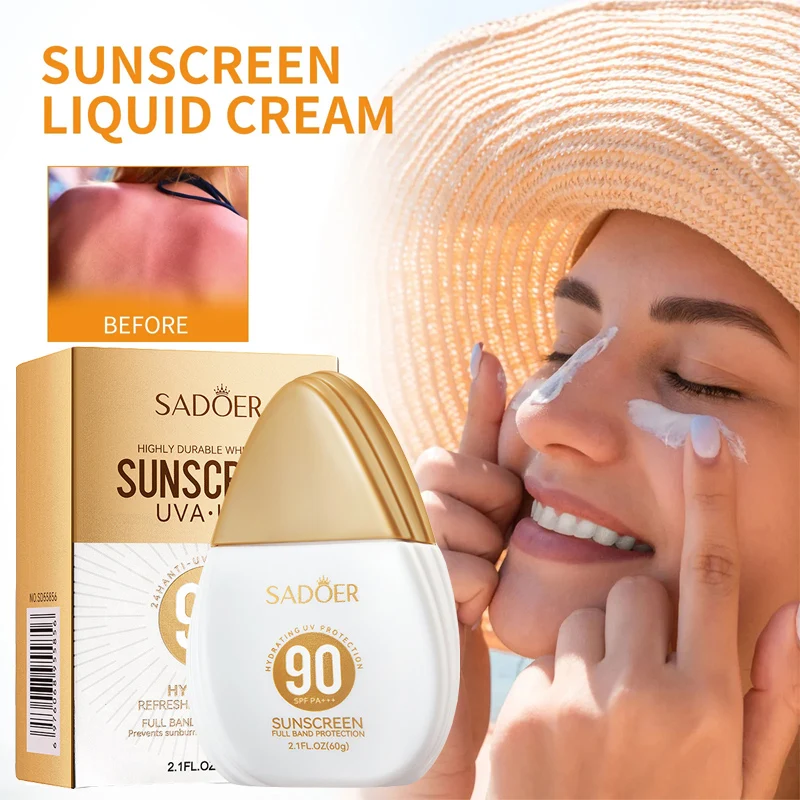 

Spf 90+ Sunscreen for Face Body Sun Block Creams Solar Blocker Refreshing Non Greasy UV Resistant Facial Sunscreen