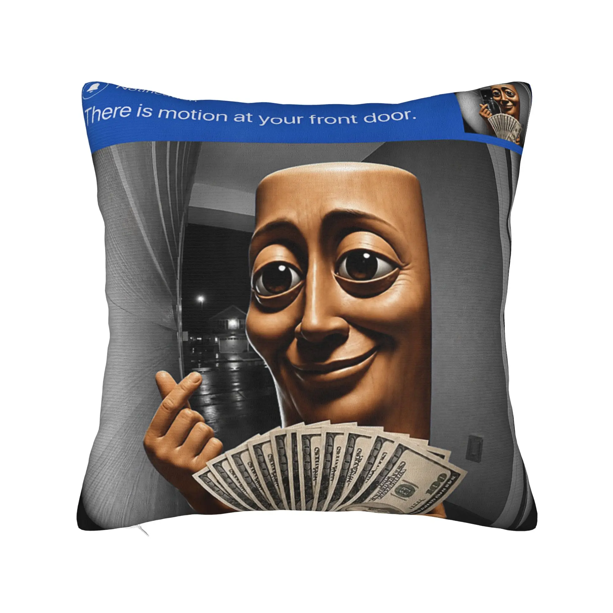 There is Motion At Your Front Door Tung Tung Sahur Meme Pillow Case Square Pillow Cover Pillowcases For Sofa Home Decoration