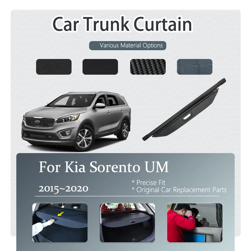 

Car Trunk Curtain Cover For Kia Sorento KX-4 UM 2015~2020 Retractable Storage Trunk Rear Rack Partition Shelter Auto Accessories