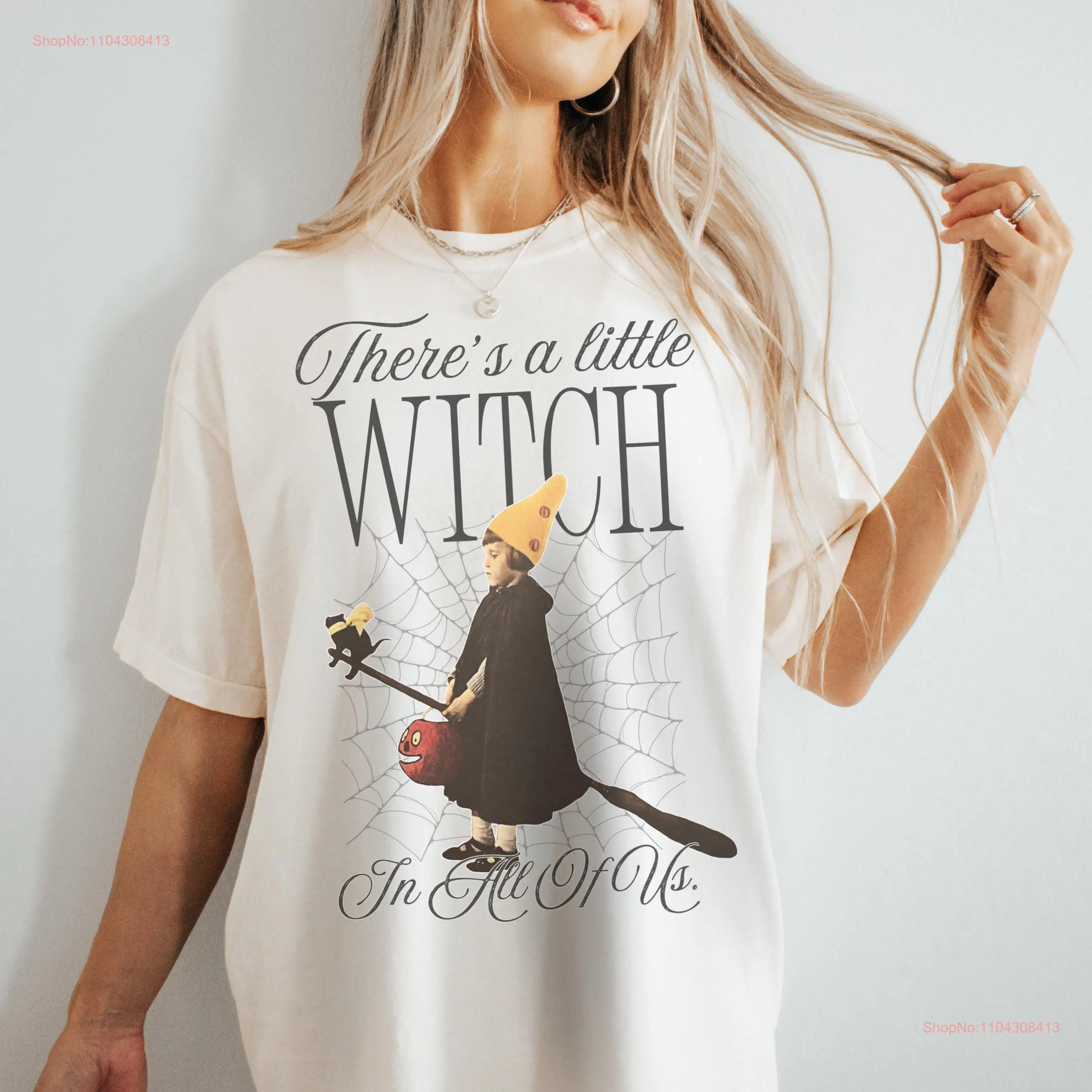 There's a Little Witch In All Of Us Comfort Colors Trick or TreaT T Shirt Halloween Cute Women's Vintage